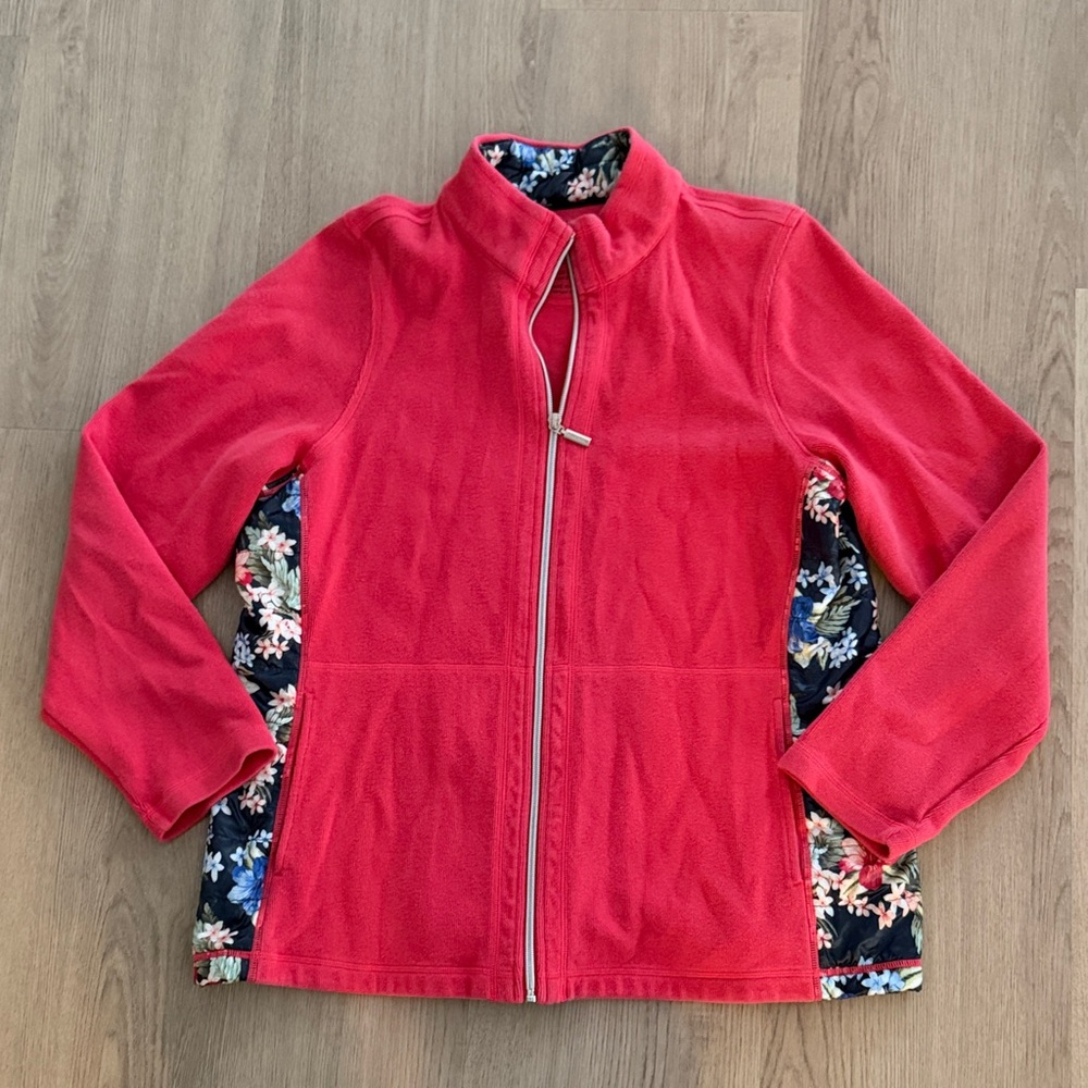 Tommy Bahama Red and Floral Full Zip Jacket Sweatshirt XL